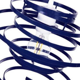 Contemporary Gloss Metal Double Ribbon Spiral Swirl Ceiling Light Pendant - thumbnail 3