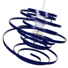 Contemporary Gloss Metal Double Ribbon Spiral Swirl Ceiling Light Pendant - thumbnail 2