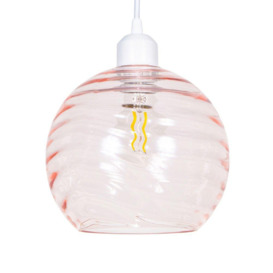 Modern Designer Circular Ribbed Glass Non Electric Pendant Lamp Shade - thumbnail 1