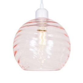 Modern Designer Circular Ribbed Glass Non Electric Pendant Lamp Shade - thumbnail 2