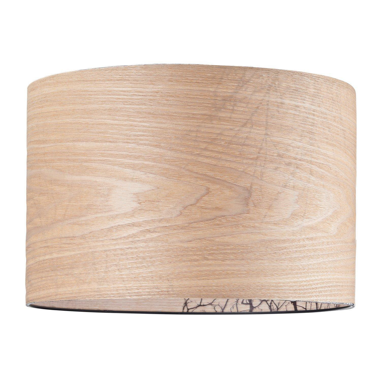 Eco Friendly Bamboo Wood Effect Lampshade with Black Woodland Trees Inner Lining - image 1