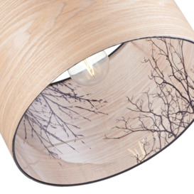 Eco Friendly Bamboo Wood Effect Lampshade with Black Woodland Trees Inner Lining - thumbnail 3