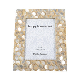 Modern Designer Rustic Gold and Silver Resin 5x7 Frame with Honeycomb Design - thumbnail 1