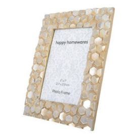 Modern Designer Rustic Gold and Silver Resin 5x7 Frame with Honeycomb Design - thumbnail 2
