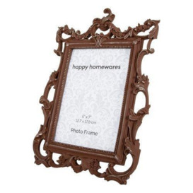 Ornate Rustic Bronze Scrollwork Floral 5x7 Picture Frame with Brushed Gold Trim - thumbnail 2