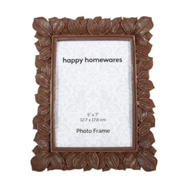Classic Rustic Bronze Floral Multi Leaf 5x7 Picture Frame with Brushed Gold Trim - thumbnail 1