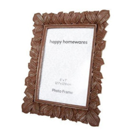 Classic Rustic Bronze Floral Multi Leaf 5x7 Picture Frame with Brushed Gold Trim - thumbnail 2