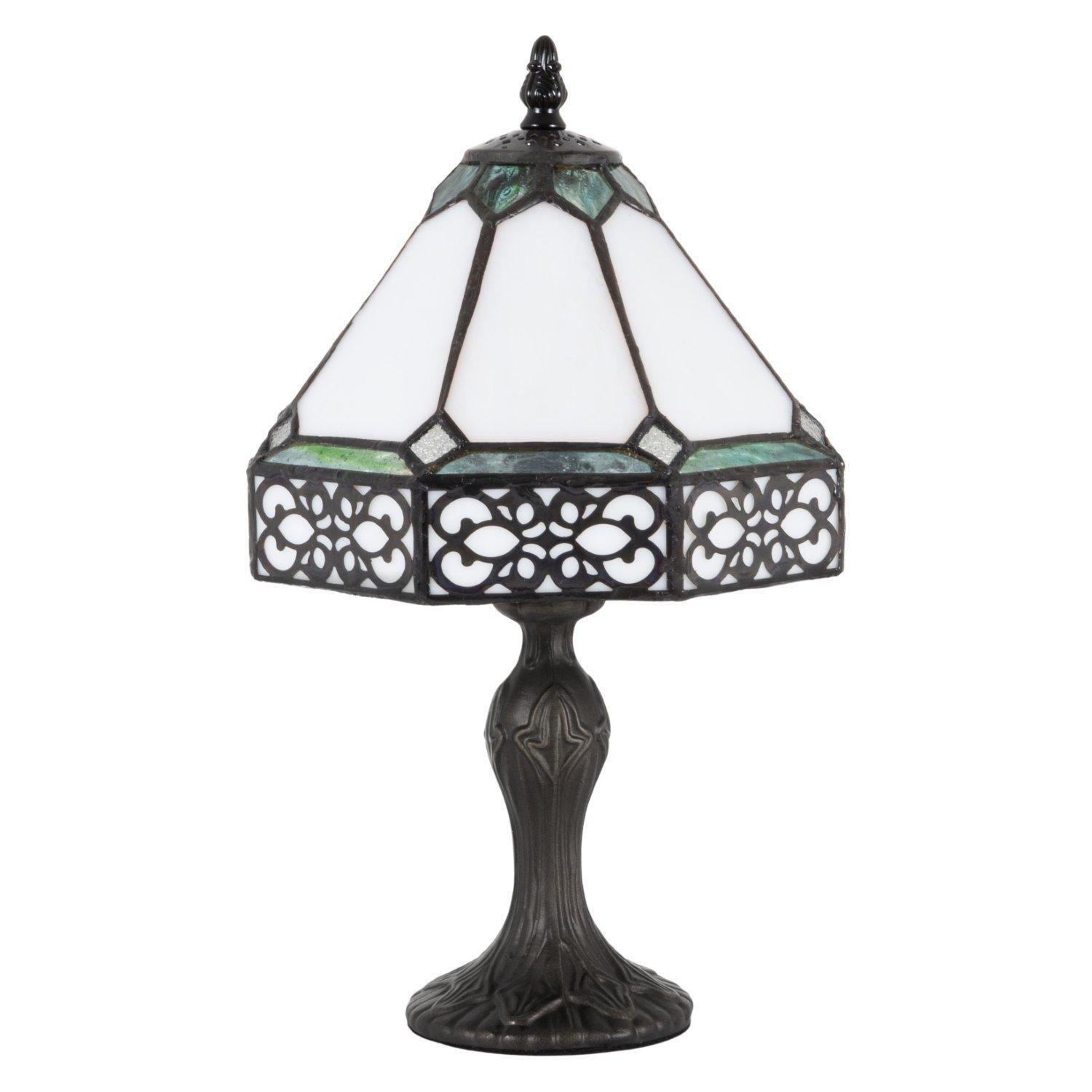 Stylish Art Deco Tiffany Lamp with Emerald Green Decor and Moroccan Scrollwork