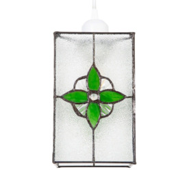 Traditional Clear Glass Tiffany Style Pendant Light Shade with Coloured Panels