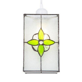 Traditional Clear Glass Tiffany Style Pendant Light Shade with Coloured Panels - thumbnail 2