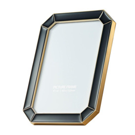Modern Designer Gloss Epoxy Picture Frame with Plated Metal Trim