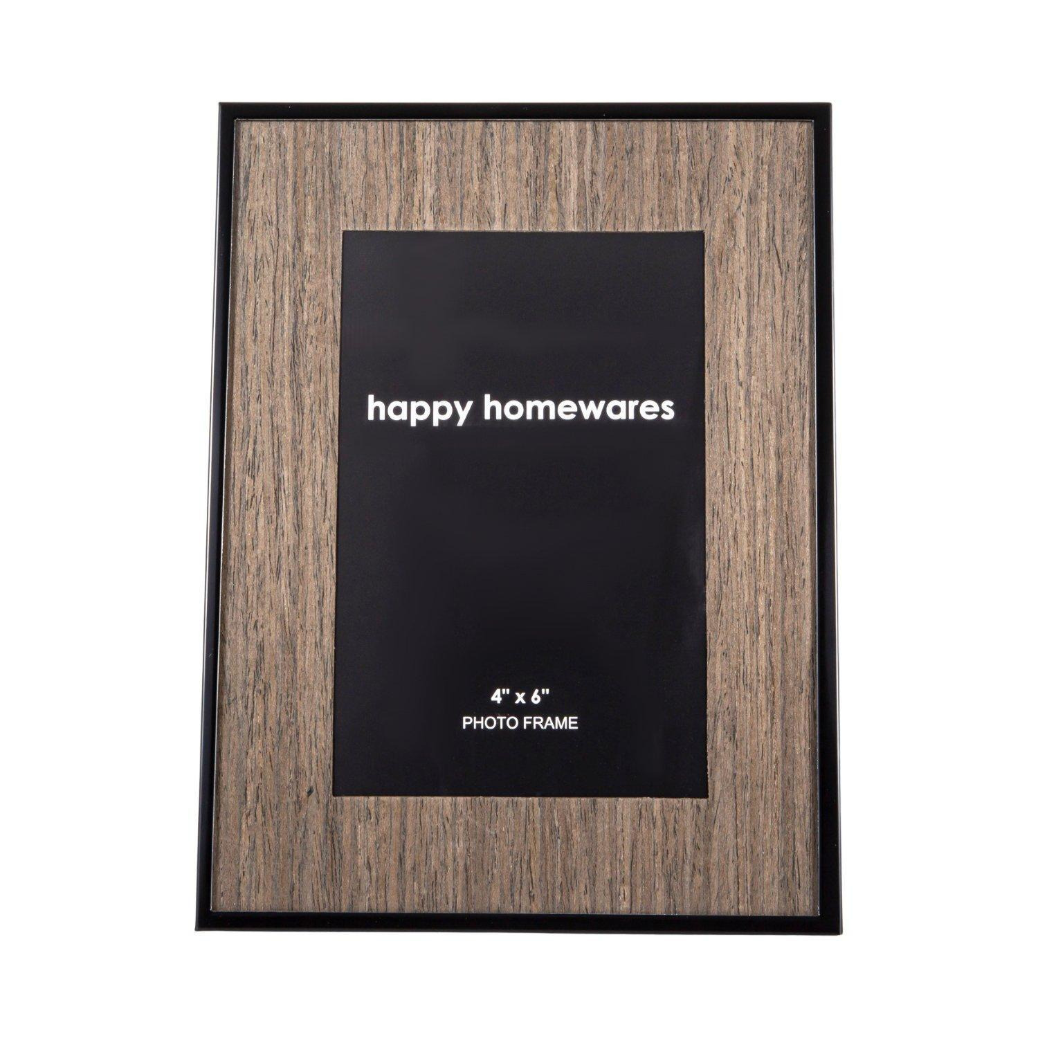 Traditional Dark Wood Effect 4x6 Picture Frame with Black Gloss Metal Trim - image 1