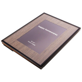 Traditional Dark Wood Effect 4x6 Picture Frame with Black Gloss Metal Trim - thumbnail 3