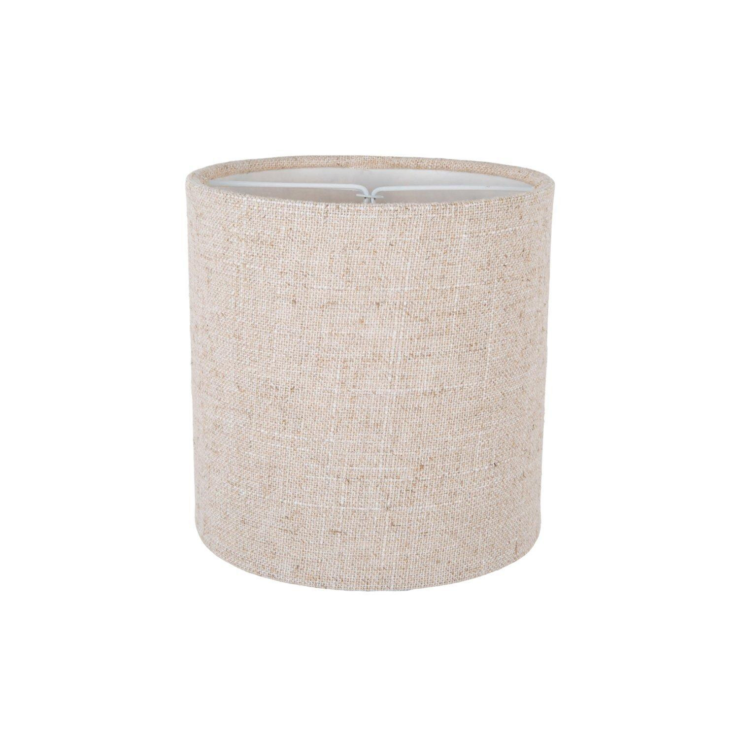Small Round Drum Oatmeal Linen Fabric Shade - image 1