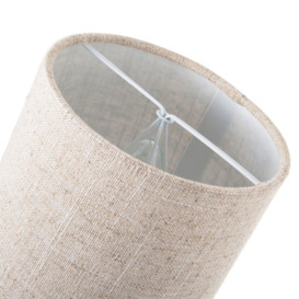 Small Round Drum Oatmeal Linen Fabric Shade - thumbnail 3