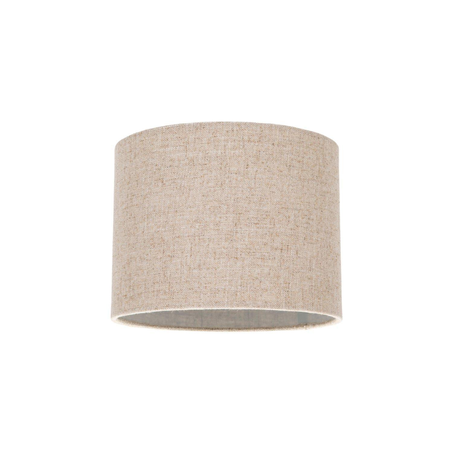 Small Round Drum Oatmeal Linen Fabric Shade - image 1