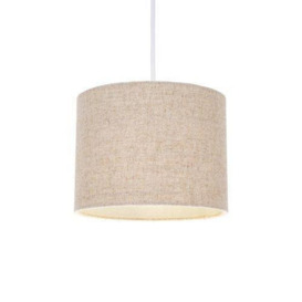 Small Round Drum Oatmeal Linen Fabric Shade - thumbnail 2
