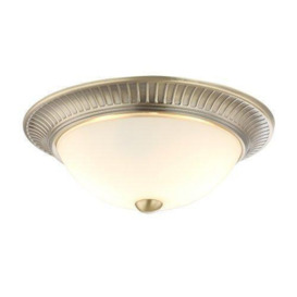 Traditional Metal Flush Ceiling Light Fitting with Opal Glass Diffuser - thumbnail 2