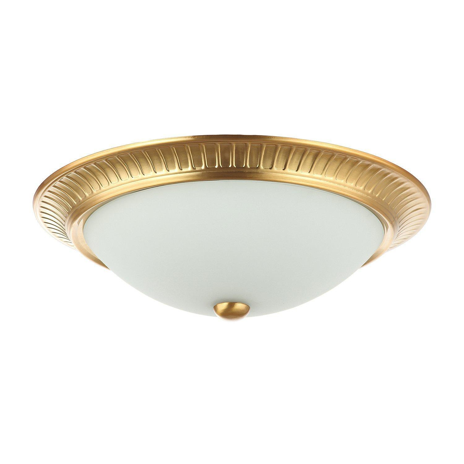 Traditional Metal Flush Ceiling Light Fitting with Opal Glass Diffuser - image 1