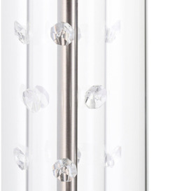 Contemporary Clear Column Glass Table Lamp with Brushed Nickel Base and Trim - thumbnail 3