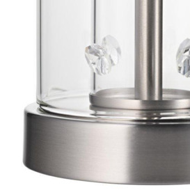 Contemporary Clear Column Glass Table Lamp with Brushed Nickel Base and Trim - thumbnail 2