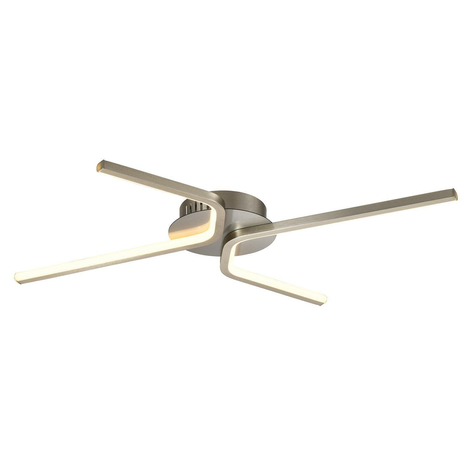 Modern LED Flush Ceiling Light Fitting in Sleek Satin Nickel with C-Shaped Arms - image 1