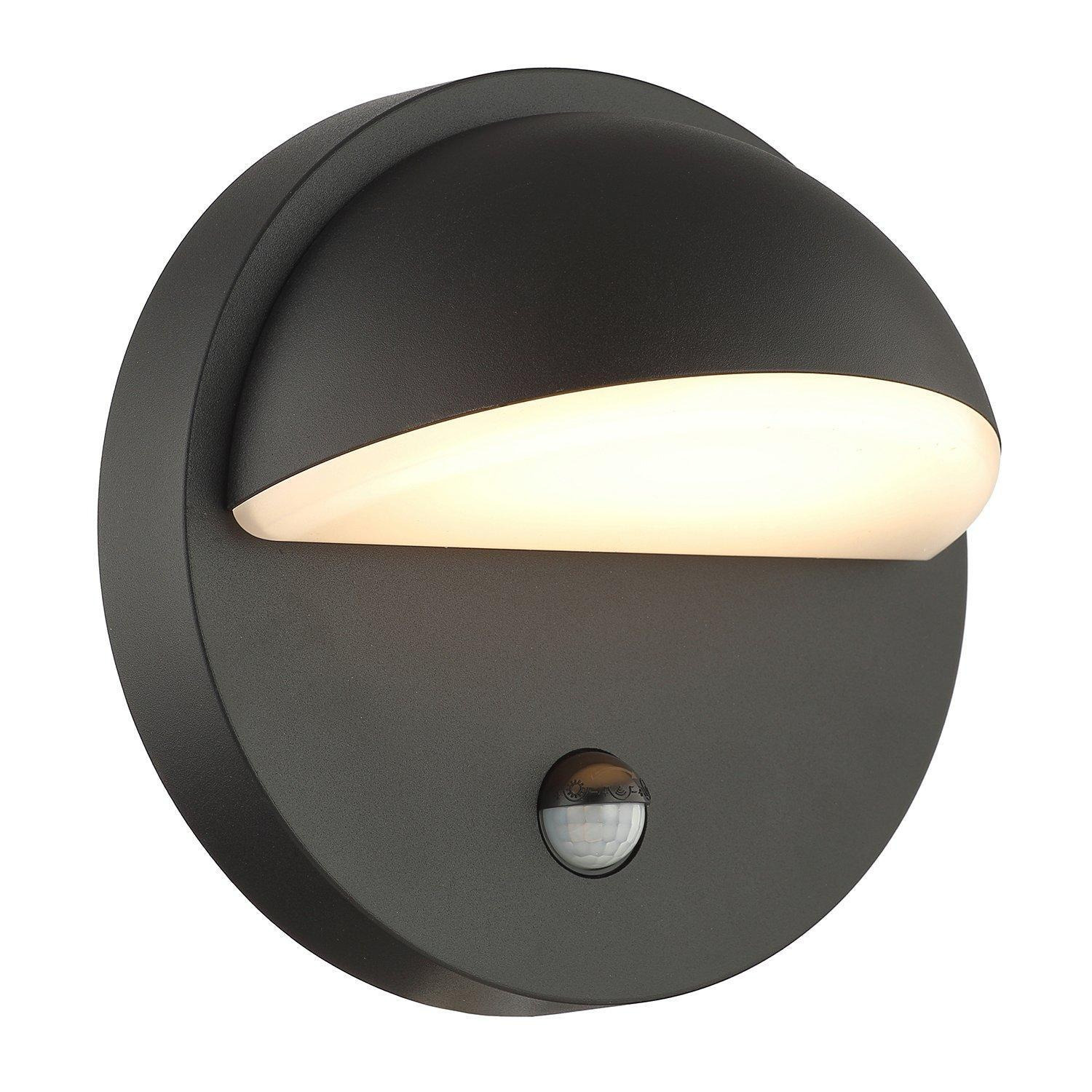 Modern Designer PIR Sensor LED Outdoor Wall Light Fitting with Matt Black Body - image 1