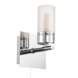 Compact Designer IP44 Rated Bathroom Wall Light Fitting with Tubular Glass Shade - thumbnail 2