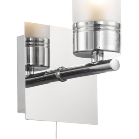 Compact Designer IP44 Rated Bathroom Wall Light Fitting with Tubular Glass Shade - thumbnail 3