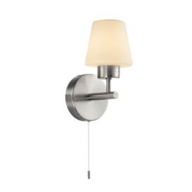 Modern Metal and Opal Glass IP44 Rated Bathroom Wall Lighting Fixture - thumbnail 1