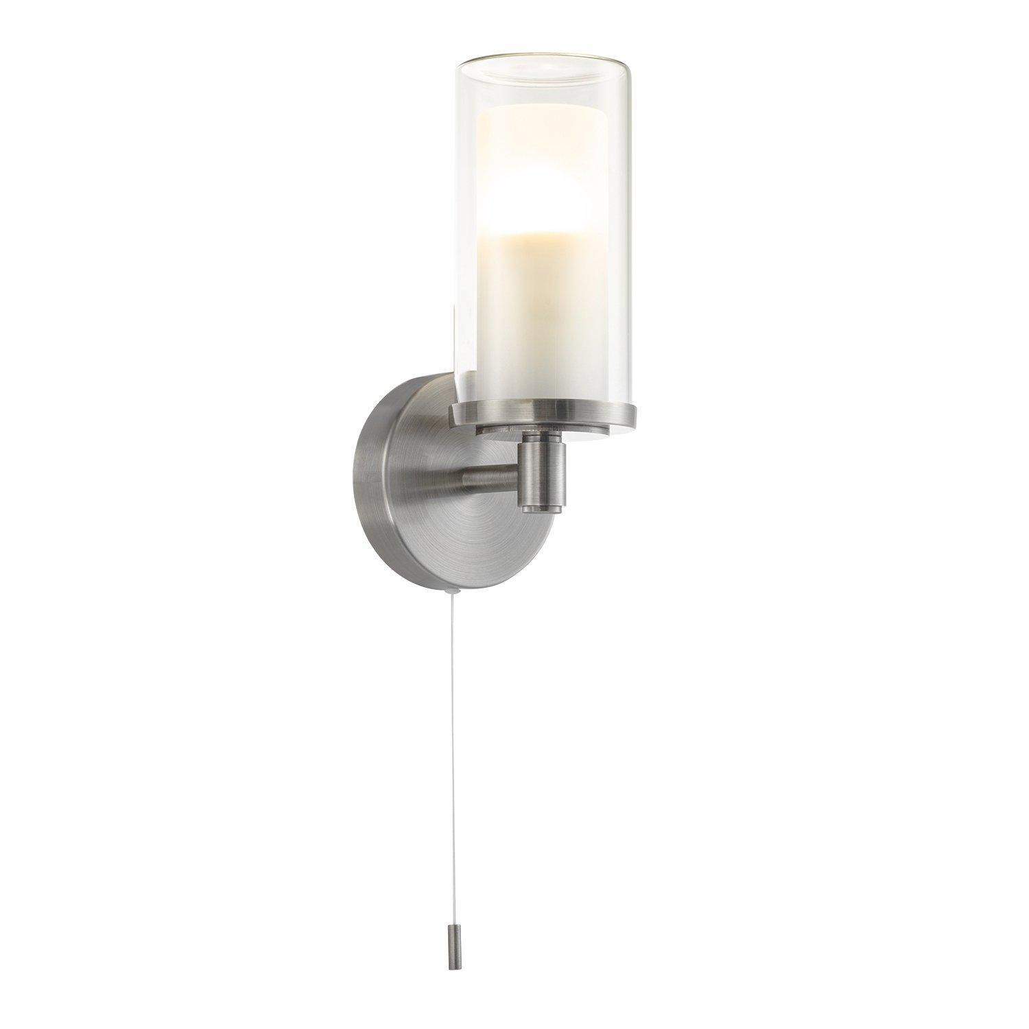 Contemporary Double Glass and Metal Bathroom Wall Lamp IP44 Rated - image 1