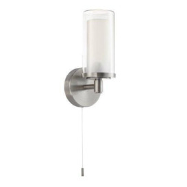 Contemporary Double Glass and Metal Bathroom Wall Lamp IP44 Rated - thumbnail 2