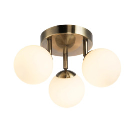 Modern Triple Opal Glass Globe IP44 Rated Bathroom Metal Ceiling Light - thumbnail 1