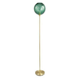 Designer Chic Floor Lamp with Brushed Metal Base and Glass Shade - thumbnail 2