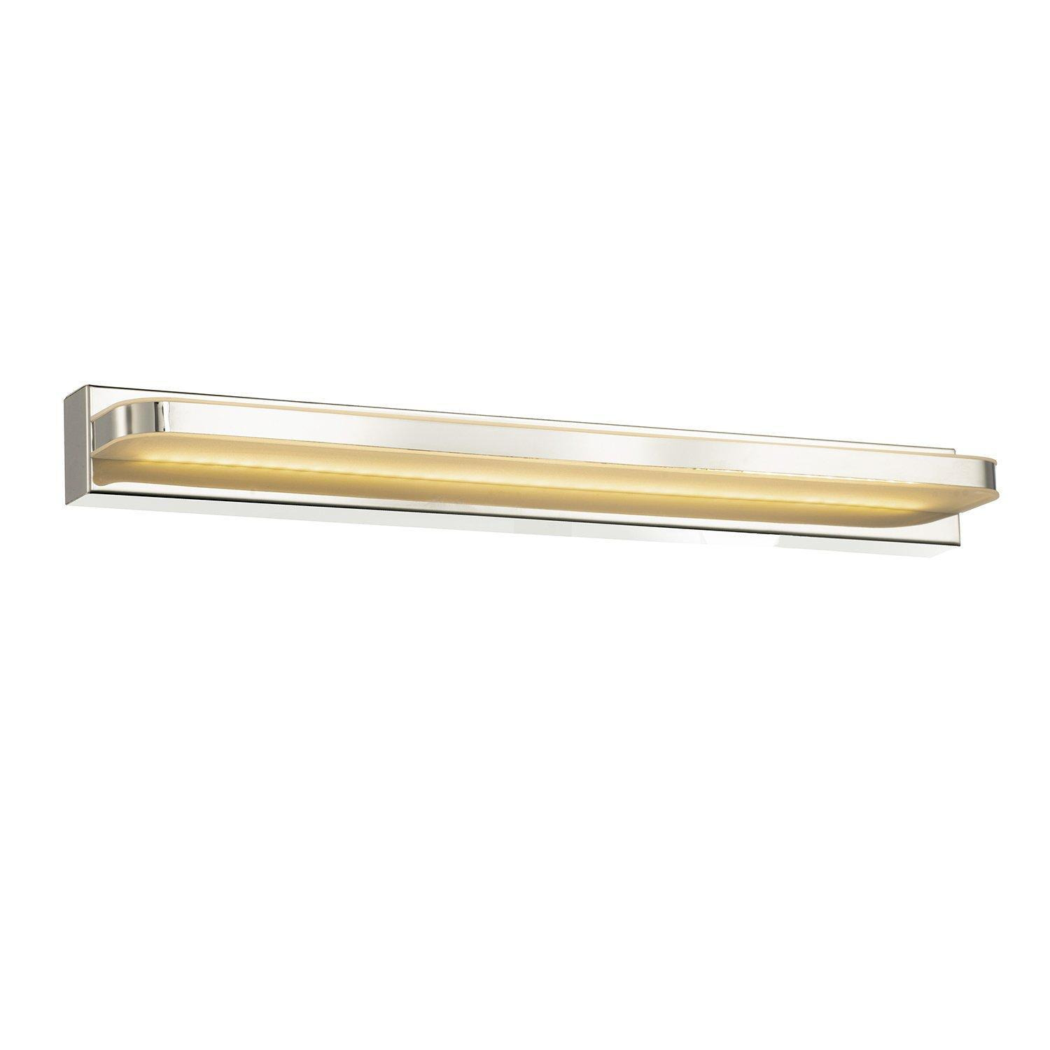 Modern Chrome Plated LED Bathroom Strip Wall Lamp with Switch Button and Glass - image 1