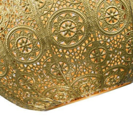 30cm Spherical Moroccan Pendant Lamp Shade in Satin Gold Metal - Vintage Design - thumbnail 2