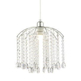 Waterfall Pendant Lamp Shade with Clear Acrylic Droplets and Chrome Metal Frame