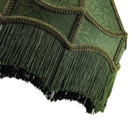 Classic Victorian Style Empire Pendant Shade in Forest Green Fabric with Tassels - thumbnail 3
