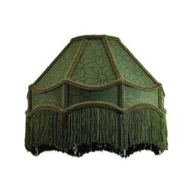 Classic Victorian Style Empire Pendant Shade in Forest Green Fabric with Tassels - thumbnail 2