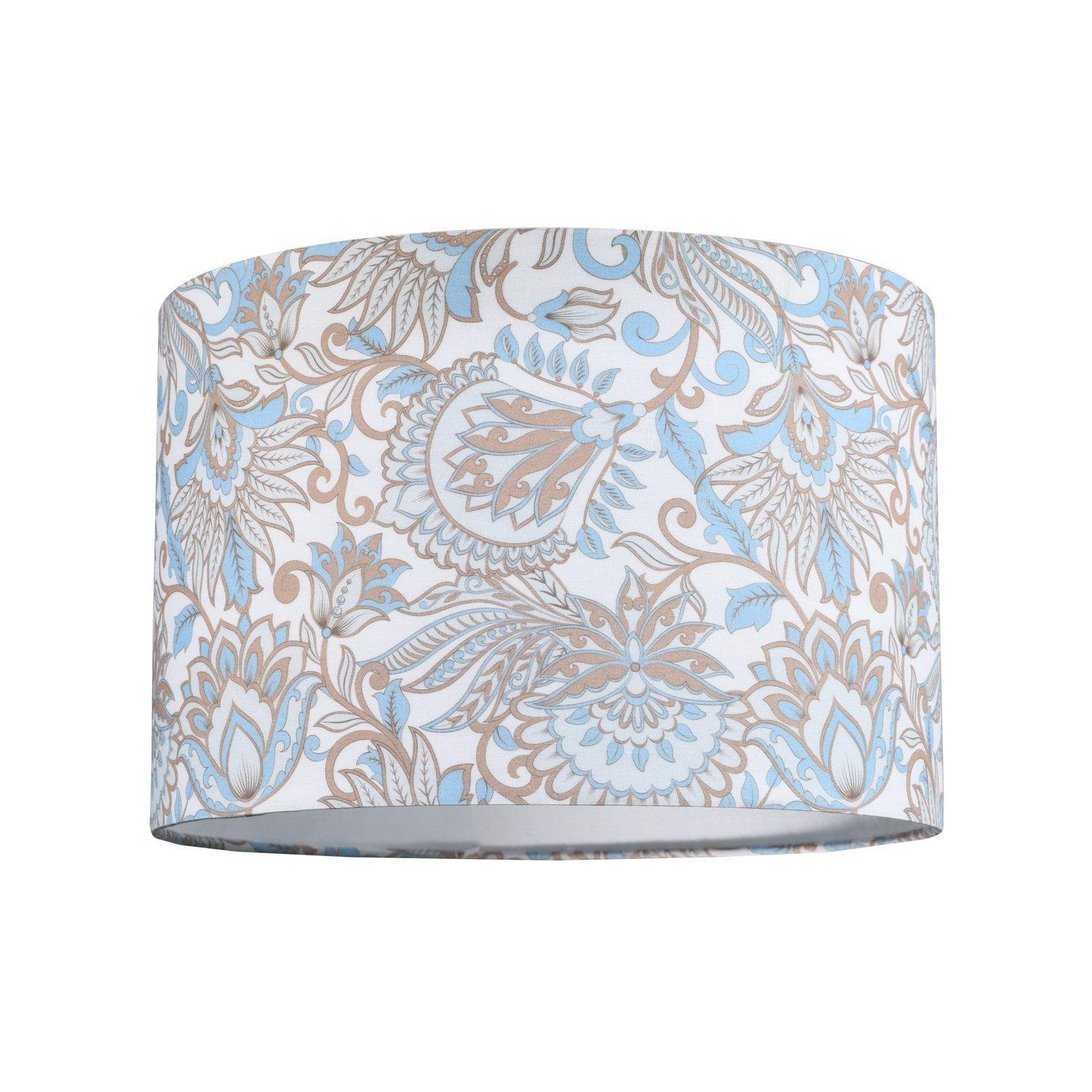 Paisley Floral Print Cotton Fabric Lamp Shade in Sky Blue with White Lining - image 1