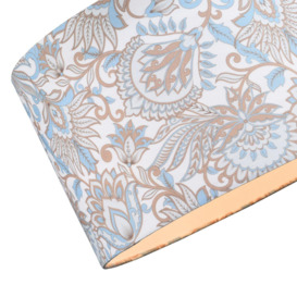 Paisley Floral Print Cotton Fabric Lamp Shade in Sky Blue with White Lining - thumbnail 3
