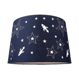 Fun Rockets and Stars Childrens/Kids Cotton Bedroom Shade or Lamp