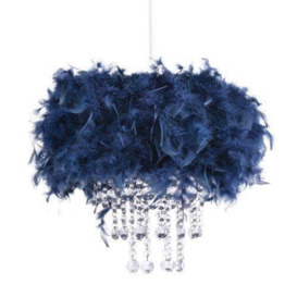 Contemporary Feather Pendant Light Shade with Transparent Acrylic Droplets - thumbnail 2