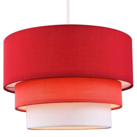 Contemporary Round Triple Tier Cotton Fabric Pendant Light Shade