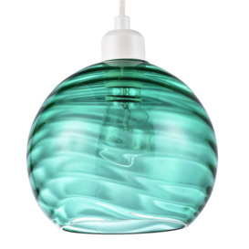 Modern Designer Circular Ribbed Glass Non Electric Pendant Lamp Shade