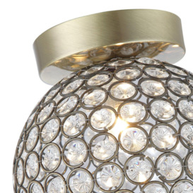 Modern Metal and Clear Beaded Glass IP44 Rated Bathroom Ceiling Light - thumbnail 3