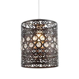 Traditional and Ornate Easy Fit Pendant Shade with Acrylic Droplets - thumbnail 1