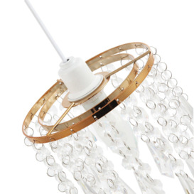 Modern Waterfall Design Pendant Shade with Acrylic Droplets and Beads - thumbnail 3