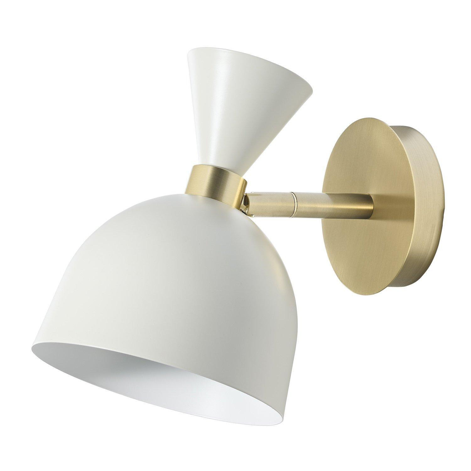 Modern Soft Cream and Brushed Gold Wall Lamp Fitting with Adjustable Spot Shade - image 1