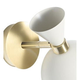 Modern Soft Cream and Brushed Gold Wall Lamp Fitting with Adjustable Spot Shade - thumbnail 3